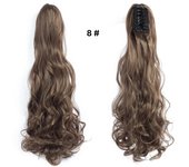 18Inch Long Synthetic Ponytail Grab Clip Curly Wavy Clip in Hairpiece Ponytail Hair Extensions for Women