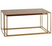 Gift Decor Juego de 2 Mesas Auxiliares Negro Dorado Cristal Metal (2 Pcs) - Diseño Moderno