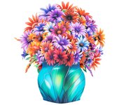 Taware Greeting Card, Handmade 3D Paper Sculpture Mother's Day Vase Card
