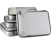 Organizador Para Maletas, Organizadores de Viaje, con Cremallera, Juego de 4 Bolsas, Grande, Gris
