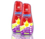 Gel para Lavavajillas Todo en 1 - Aroma Lima y Limón con Desengrasante Activo - Detergente Lavavajillas Pack de 2, 4 y 6 unidades de 40 lavados c/u - Lavavajillas con Gran Poder de Limpieza - SOMAT.
