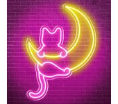 Cat And Moon Neon Sign Light, Novelty Neon Sign For Room Wall Window Decor, LED Night Light For Home Store, Man Cave , Gift