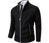 2024 New Autumn and Winter Jersey Men's Casual Sports Coat Solid Color Stand Collar Wweater Grab Fleece Warm Zipper Cardigan