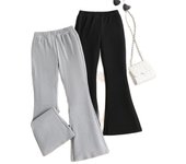 Girls' Autumn and Winter Fashionable Street Flared Pants 2-Piece Suit Loose Trendyy Vacation Casual Style