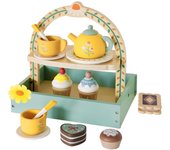 Juego de Postre De Madera para Fiesta de té, pastel y juguetes para Niños, juego de té para niños, juego de simulación, juegos de accesorios de cocina de comida de Madera para niños.