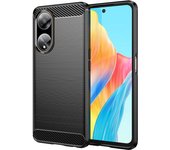 Funda para móvil Oppo A98 5G Carcasa Protectora Antigolpes Silicona Negra Diseño Fibra de Carbono Resistente Absorción de Choque [Compatible Carga Inalámbrica]