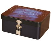 Vintage Large Capacity Tinplate Box with Lock Key Desktop Storage Case Metal Box Jewelry Storage Empty Box