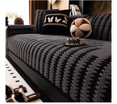 Warm Jacquard Tuffed Fleece Anti-Slip Sofa Cover for Living Room Couch Seat Cover, Universal Sofa Slipcover Furniture Towel
