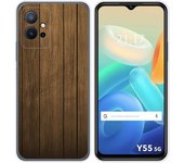 Funda Silicona para Vivo Y55 5G diseño Madera Dibujos