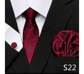 Hot Sale 7.5 cm Golden Striped Tie Hanky Cufflinks Set For Men Fit Formal Party Wedding Business Birthday Gift