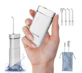 Boston Tech Irrigador Bucal Portátil Aquapik Mini | Recargable USB | 4 Boquillas | 3 Potencias | Rosa