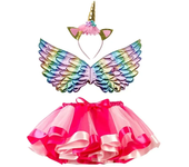 Girl Birthday Party Costumes Unicorn Horn Headband Cute Fairy Wing and Sparkle Tutu Skirt Set for Princess Cosplay Kids Outfits