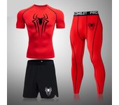 Men's Boxing Set Compression Shirt Sport Short Sleeves Rash Guard Running TShirts Quick Dry Athletic Fitness Three-piece Set