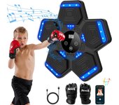 2025 Máquina de boxeo musical para niños, máquina de boxeo inteligente con Bluetooth y guantes de boxeo montados en la pared, equipo de entrenamiento de boxeo con música para el hogar (actualización)
