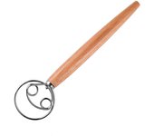 Batidora de masa Danesa, utentilio de mano con Ganchillo de Maple inoxidable