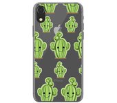 Tumundosmartphone Funda Gel Transparente para Iphone XR Diseño Cactus Dibujos