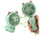 Mini ventilador de mano, mini ventilador USB portátil con batería recargable y 3 velocidades, pequeño ventilador plegable portátil (verde)