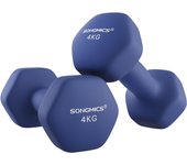 SONGMICS Juego de 2 Mancuernas, Mancuernas Hexagonales con Superficie de Vinilo, para Fitness, Ejercicio, Entrenamiento, para Gimnasia en Casa,Azul Puerto