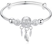 Pulsera con dije de pluma y borla de plata ajustable, regalo de cumpleaños y Navidad para el día de la madre para mujeres, mamás, esposas y niñas