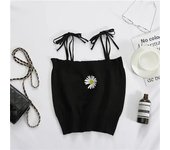 Embroidered Daisy Cami Tops Tie Strap Knit Camisole Women Teengirl Crop Tops 2024 Summer Cute Fairycore Aesthetic Outfit