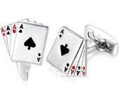 Gemelos en Forma de Poker Carta Gemelos de Moda de Color Plateado para Hombres