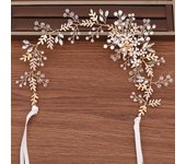 AiliBride Trendy Gold Pearl Crystal Wedding Headband Bridal Hairband Tiara Hair Jewelry Women Wedding Hair Ornaments Handmade