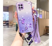 Luxury Lanyard Golden Light Shimmer Silicone Case for Samsung Galaxy M54 53 M52 M51 M31 M32 M33 M15 M14 F54 F14 F13 M13 S Cover