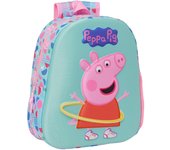 SAFTA - Mochila de Guardería 3D, FROZEN, BLUEY, PEPA PIG, STITCH, MINNIE MOUSE 3DAdaptable a Carro, Fácil Limpieza, Ideal para Niños de Diferentes Edades, Cómoda y Versátil, Calidad y Resistencia, 22x10x27 cm, Color Rosa, azul, verde, morado, lila.