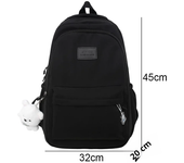 Mochila impermeable de nailon para adolescentes, bolso de hombro de moda para niñas, mochila escolar de secundaria para mujeres, color negro