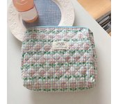 Korean Quilted Fresh Flowers Makeup Bag For Women Portable Toilet Bag Female Handbags Floral Organizers Storage Cosmetics Pouch
