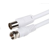 CABLEPELADO Cable Antena-satelite | Cable TV Sat 75 Ohm | Conector coaxial Macho a Tipo F Macho | para Satélite Freesat Sky Virgin BT TV HDTV DVB DVD Radio/Coax de Antena TV | Blanco | 1.50 Metros