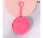 Candy Color Round Plush Coin Purse Women Cute Solid Color Change Pouch Wallet Keychain Portable Earphone Storage Bags