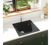 vidaXL FREGADERO DE COCINA CON REBOSADERO GRANITO NEGRO