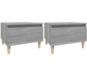 vidaXL Mesas auxiliares 2 uds contrachapada 50x46x35 cm Blanco, Negro, Blanco brillante Mesa de sofá Mesa de Entrada para Salón Consola de Entrada Mueble Recibidor Mesita Mesa auxiliar Salon