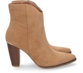 Davinia Shoes Botin de Tacon para Mujer, Comodos, de Punta Fina, Estampado Liso, y Cierre de Cremallera, Otoño Invierno 2022 Shoes&Blues.es 2Z-2103-Camel