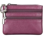 Women's Genuine Leather Coin Purse Mini Pouch Change Wallet With Keychain,purple