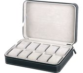 Watch Box Zippered Travel Case Luxury PU Leather Watch Storage Box Jewelry Collection Display Holder Organizer for Men Women