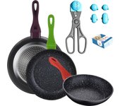 San Ignacio - Juego de 3 Sartenes de Aluminio Forjado con Utensilio Multiusos y Bandejas para Congelar