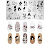Peach Heart Nail Art Stamping Plate Sculpture Angel Flower Image Template Halloween Valentine's day Nail Art Manicure Tool