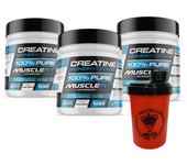 Pack 3 Creatina Monohidrato Micronizada + Shaker (regalo) - MuscleFit │Pack Súper Ahorro │MuscleVip