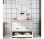 vidaXL Encimera de baño madera maciza sin tratar 100x60x2 cm