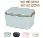 Joyero de viaje con bolsitas, estuche portátil con 12/8 bolsas, organizador de cuero impermeable para collares, pulseras, pendientes, tachuelas y anillos (rosa)
