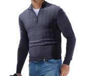 Streetwear Mens Half Zipper Pullover Sweaters Long Sleeve Knitted Solid Color Sweaters Men Oversized Breathable Sweater Men