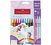 Bolígrafo de fibra FABER-CASTELL unicornio, estuche cartón 10+3