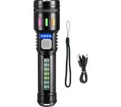 ABS Ultra Bright High Power Led Flashlight 100000LM COB Red Flash Lights 5 Modes USB Rechargeable Flashlights Outdoor Zoom Torch