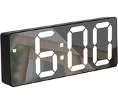 Despertador digital Pantalla LED con espejo grande con modo Snooze Dim al lado del reloj de escritorio para dormitorio Oficina Despertador electrónico