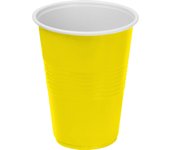 Algon - Set de 25 Vasos Bicolor Limón y Blanco 250ml - Plástico Reutilizable en Colores Vibrantes - Ecológicos y Uso Continuo