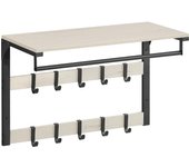 VASAGLE Perchero de Pared, Perchero Colgante con 10 Ganchos Extraíbles, Doble Fila de Ganchos y Barra de Colgar, para Pasillo, Dormitorio, Baño, Gris Antracita y Negro/Blanco Vintage y Negro