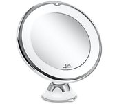 Espejo de aumento 10x con luz LED y ventosa fuerte, batería - Espejo de maquillaje con luz natural regulable para baños (blanco)