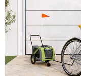 vidaXL Remolque de bicicleta mascotas hierro tela Oxford verde negro
